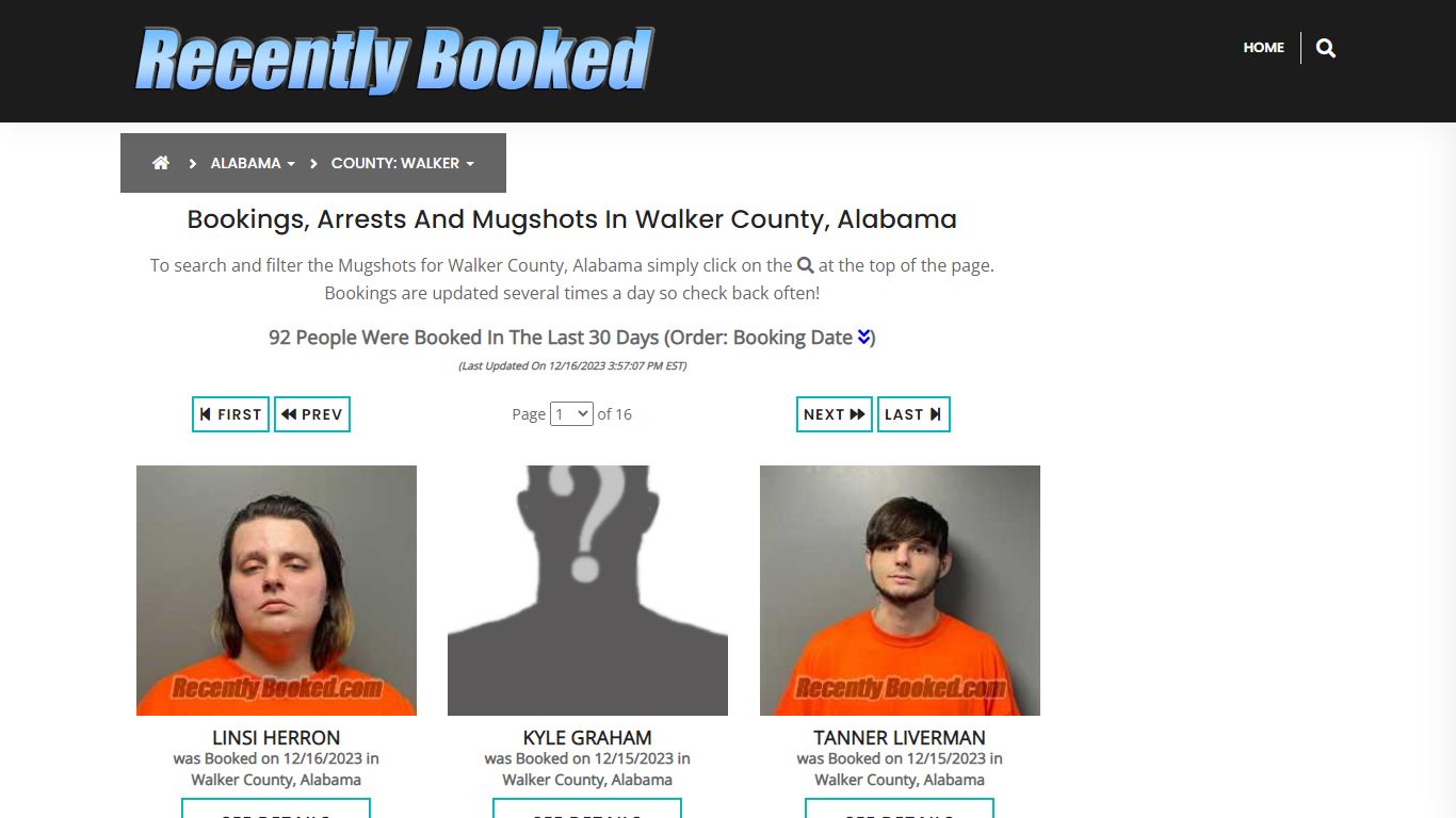 Recent bookings, Arrests, Mugshots in Walker County, Alabama